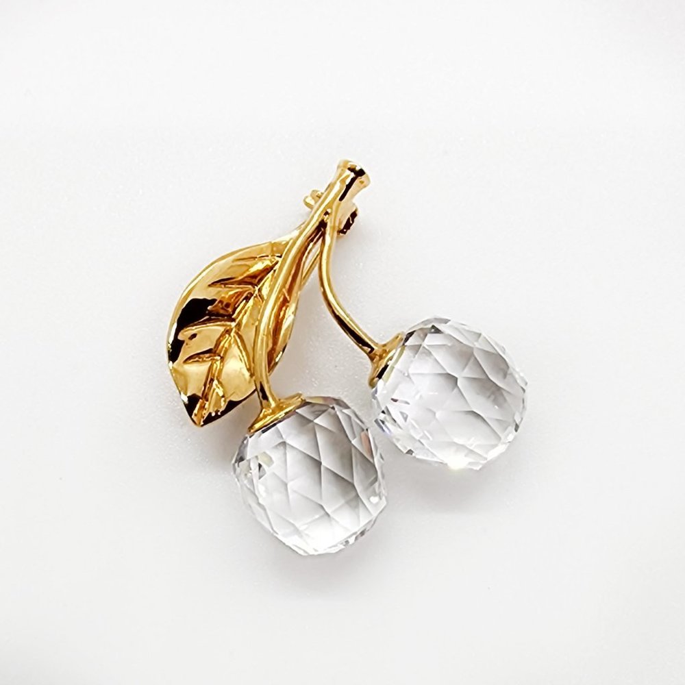 Vintage Swarovski Crystal Cherries Brooch